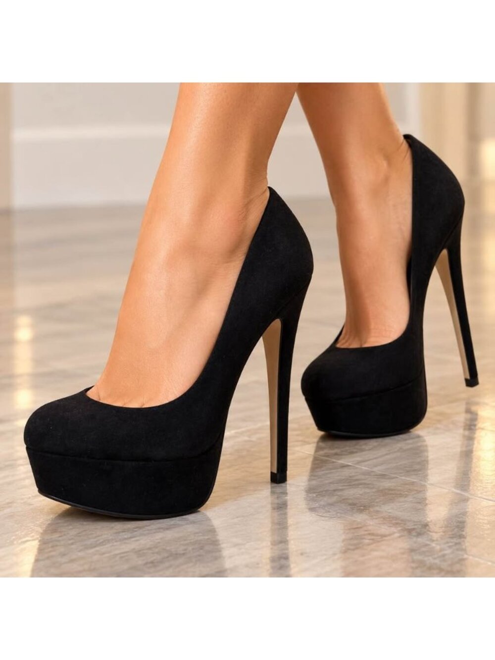 ALDO Black Suede Platform Stiletto Pumps Women’s Size 8.5
